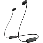 Sony WI-C100 Wireless Headphones with Customizable Equalizer for Deep Bass & 25 Hrs Battery, DSEE-Upscale, Splash Proof, 360RA, Fast Pair, in Ear Bluetooth Headset with Mic for Phone Calls (Black)- Amazon