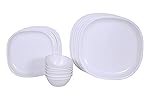 SignoraWare BPA Free Plastic Square Dinner Set | Microwave Safe | Unbreakable & Lightweight | Odor-Free | Great for Parties & Gatherings | Ideal for Regular Home Meals (Set of 24 pcs | White)- Amazon