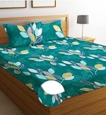 BSB HOME Premium Cotton Elastic Fitted Bedsheets with 2 King Size Pillow Covers | Double Bed with All Around Elastic 180 TC Supersoft | (72″x78″,Green & Red)- Amazon