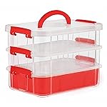 ABOUT SPACE 3 Layer Plastic Stackable Carry Box for Storage with Removable Tray – Transparent Medicine Organizer with Lid & Latch Buckles Box for Stationery (Assorted – L 26 x B 17 x H 19 cm)- Amazon