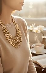 DCA Cream/Gold Glass/Brass Women Necklace (4031)- Amazon