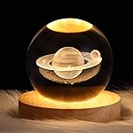 FQQWEE 3D Crystal Ball Night Light, Saturn Lamp Crystal Ball, 3D Solar System Night Light with Wood Base, LED Galaxy Planet Nightlight Bedroom Decor, Art Gifts- Amazon
