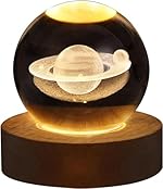 Hamsa 3D Crystal Ball With LED Wooden Base – Solar System Night Light, Galaxy Lamp, USB Powered Planet Light (Crystal Ball)- Amazon