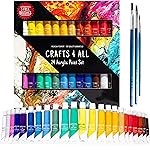 Crafts 4 ALL Acrylic Paint Set For Kids And Adults – 24 Pack Of 12Ml Craft Paint Colors For Wood, Canvas, Fabric And Ceramics W/ 3 Different Sized Brushes – Art Supplies, Multi- Amazon