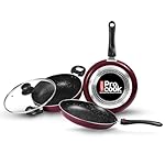 Milton Pro Cook Induction Cookware & Gas Stove Friendly Kitchen Jewel Set | 3 Pc Non-Stick Cookware Set | Kadhai with Lid, Fry Pan, Tawa | Durable 5-Layer Non Stick Coating | Peach- Amazon