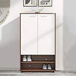 Nilkamal Ardor Shoe Cabinet with Dual Doors, 4 Closed Shelves | Oak & Frosty White- Amazon