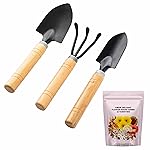 Gardening Tools Kit-4 Pcs (Cultivator, Small Trowel, Big Trowel,Flower Seeds Packet)|Mini Gardening Tools | Home Gardening Tool Set- Amazon