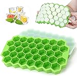 SAMEZONE Flexible Silicone Honeycomb 37 Cavity Ice Cube Trays for Freezer with Lid Silicone Ice Cube Tray with Lid Moulds Small Cubes Whiskey Fridge Bar Soft Ice Cube Tray (Multicolor Pack of 1)- Amazon