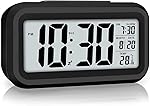 HNY Digital Alarm Clock with Automatic Sensor, Date & Temperature Display, Compact LED Desk Table Clock for Students, Bedroom, Office, Living Room, Home Decor- Amazon