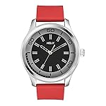 Helix by Timex Analog Watch for Man with Black Round Dial & Red Silicone Strap Band Water Resistant Men’s Wrist Watches – TW043HG23- Amazon