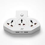 Ant Stinger 321 Extension Board with Surge Protector |3 AC Sockets + 2 USB (2.1A) + 1Fast Type-C |2500W 10A Power Strip |One-Key Switch |Overload & Child Safety Protection |Multi Plug Power Strip- Amazon
