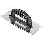 The Decor Co. 9.1″ x 4″ Trowel with Heavy Duty Notched Blade Beveled Edge & Non-Slip Wooden Handle Grip Wall Hand Level Tools for Plastering Cement Finishing Putty (Pack of 1)- Amazon