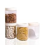 Steelo Stack & Lock Plastic Kitchen Storage Round Container Set – Air Tight, Fridge safe, US FDA Approved, PET Food Grade Heavy Duty Material, BPA Free (Clear, 750 ml, Pack of 4)- Amazon