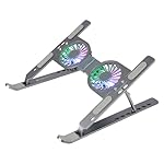 ZEBRONICS Laptop Stand with Fans, Up to 17 inch Laptop, 2X RGB Fans + Speed Controller, 58CFM Airflow, 7 Level Adjustable, Foldable, Type-C Port, Anti-Slip Silicone Pad, Anti-Rust (NS6000)- Amazon