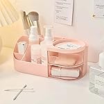 Makeup Organizer Stand Desk Storage Dressing Table Organiser Cosmetic Organizer Box Skin Care Table Bathroom Organiser Makeup Storage Box Makeup Vanity with Transparent Drawer(Pink)- Amazon