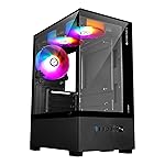 ZEBRONICS ROBUST Premium Gaming Chassis with support for mATX | Mini ITX, Wraparound Tempered Glass, 120mm Multicolor LED Ring Fans, Top Magnetic Dust Filter, 3 Fans Included (Black)- Amazon