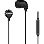 PHILIPS Audio TAE1159BK/00 in-Ear Wired Earphones with C-Type Jack, 10mm Drivers, Inline Mic, Powerful Bass and Clear Sound, Tangle Free 1.2m Cable and 3 x Inter Changeable Ear Tips (Black)- Amazon