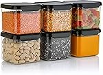 Xiran Unbreakable Containers For Kitchen Storage Set, Kitchen Containers Set, Kitchen Organizer Storage Set, Kitchen Accessories Items, Pantry Organization And Kitchen Storage (500Ml, Black, Set of 6)- Amazon