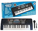 VEBETO Kids Piano Keyboard with Mic (1 Year Warranty) 37 Keys 8 Rhythms 8 Tones 6 Demos Portable Electronic Keyboard Toy Beginners Educational Songs Recording Musical Toys 2 3 4 5 Years Boys Girls- Amazon