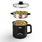 Glen Electric Kettle with Steamer 1.5L, 600W | Multipurpose Kettle for Tea, Coffee, Milk, Eggs, Soup & Noodles | Egg Boiler, Food Steamer, Dual Heat Settings, Auto Shut-Off SA9016 MCK- Amazon