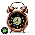 KBR® Vintage Alarm Clock for Student Heavy Sleepers, Super Loud & Twin Bell Retro Quartz with Backlight, Luminous Alarm for Students Bedroom/Office (Copper, Analog, 3.81 cm)- Amazon