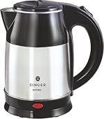 SINGER Aroma Electric Kettle 1.8 Litres | 1500 Watts | Silver and Black | Stainless Steel | Cool-Touch Handle and Lid | Auto Shut Off | Tea & Coffee, Instant Noodles, Rice, Soups | 1 Year Warranty- Amazon