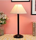 tu casa Modern Bedside Table Lamp with Off-White Cotton Shade and Black Metal Base | Decorative Bedroom Lamp for Home, Living Room, Study Table | Office Lighting- Amazon
