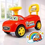 Kidsmate City Rider Baby Ride-On Push Car for Kids | Fun & Safe Ride Baby Car with Steering Wheel & Comfortable Backrest | Perfect for Indoor & Outdoor Fun for Toddlers 1.5+ Years – Red/Yellow- Amazon