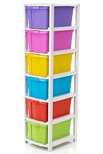 Plastic Studio 6 XL Free Standing Chest of Drawers (30 Cm X 38 Cm X 116 Cm) Standard (Multicolour, 6XL Multi Big Size(6XL), Matte)- Amazon