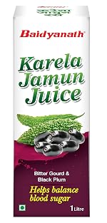 Baidyanath Ayurved Karela Jamun Juice 1L | Natural Remedy For Blood Sugar Management | Helps in Reducing the Bad Cholesterol Levels & Improves overall Health and Wellness- Amazon