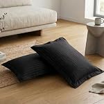 Home Sizzler 210TC Satin Stripe Microfibre King Size Pillow Covers (18 X 27 Inches) – Black, Set of 2- Amazon