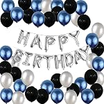 Crackles Happy Birthday Balloons Decoration Items Combo Kit Blue, Silver & Black – 31 Pcs for Kids and adults, multi, Large (P-HBBSB-190-IP)- Amazon