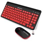Zebronics-Companion 114 Wireless Keyboard and Mouse Combo Compact 2.4GHz Featuring Integrated Multimedia Keys, Smartphone/Tablet Holder, UV Printed Keycaps, and On/Off Switch (Red +Black)- Amazon