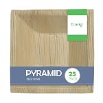 Clazkit 25 Pack Areca Deep Pyramid Bowl | Like Wooden Bamboo | Eco Friendly, Biodegradable, Use and Throw Small Dona | for Serving Pasta, Soup & Snacks | Birthday, Wedding & Party (6.5 Inch)- Amazon
