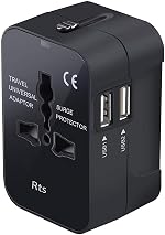 rts USB Universal Travel Adapter, International All in One Worldwide Travel Adapter and Wall Charger Travel Accessories with Multi Type Power Outlet USB 2.1A, 100-250 Voltage Travel Charger (Black)- Amazon