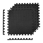 Symactive Puzzle Exercise Mat | EVA Interlocking Tiles | Set of 4 | 61 x 61 cm each | 10 MM | Protective Flooring for Home, Gym | Black- Amazon