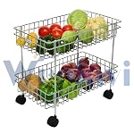 Zinbell Fruit and Vegetable Basket Kitchen Trolley Modern Onion Potato Kitchen Storage Stainless Steel Rack (2 Shelf Trolley)- Amazon