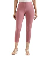 GO COLORS Soft Cotton Stretch Cropped Leggings for Women | Breathable, Mid Rise, Mauve- Amazon