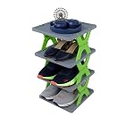 Arto Space Organizer Multi-Purpose 4 Layer Folding Shoe Rack, Stackable Shelf, Space-Saving, Easy Assembly and Stable in Structure, Corner Storage Organizer for Home, Kitchen, Garage- Amazon