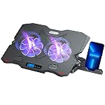 Zebronics NC5500D Powerful Laptop Cooler with Dual 125mm Fans, Silent Operation, Adjustable Fan Speed, Display, Controls, USB, 5 Step Retractable Stand and Mobile Holder- Amazon