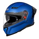STUDDS Helios ISI and DOT Certified Full Face Helmet with Antifog 100 Lens, Sporty Spoiler (MATT Blue – XL)- Amazon