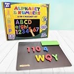 ToyMagic Magnetic Puzzles Alphabet & Numbers 82 Pcs – 52 Letters + 30 Number Magnets with Magnetic Board | Educational Learning Toys for Kids 3-6 Years | ABCD & 123 Puzzle Game- Amazon