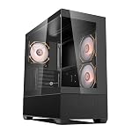 Circle Defender ZX3 Mid- Tower Computer Case | Gaming Cabinet – Black | Support ATX, M-ATX, ITX | Infinity Mirror Pre- Installed 3 x 120mm Front and 1 x 120mm Rear ARGB Fans- Amazon