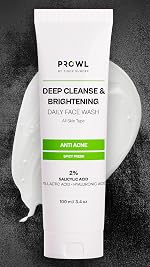 PROWL by Tiger Shroff Facewash 2% Salicylic Acid | Anti Acne For Dry Combination Oily & Acne Prone Man Skin Care with 1% Lactic Acid, Hyaluronic Acid | Exfoliating Brightening Cleanser Face Wash For Men | 100ml- Amazon
