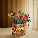 Cortina Cylindrical Tea Red Rose Planter for Home Decor & Dining Table – Nordic Modern Boho Style Plastic Pot with Cloth Cover, Aesthetic Office Decor, 12 × 8 cm, Brown, 1 Pc- Amazon