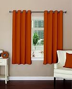 Lushomes Room Darkening Curtains 5 feet, Mango Yellow Window Curtains with 8 Metal Eyelets (54 x 60 inches, Single pc)- Amazon