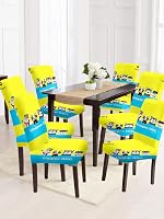 Cortina Dining Chair Slipcovers | Protection Chair Cover | Cartoon Print, Removable, Washable | Universal Fit Super Soft Stretchy Polyester Spandex | Hotel, Marriage, Wedding | Pack of 6, Yellow- Amazon