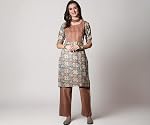 Leriya Fashion Women’s Kurta Set || Cotton Floral Hand Block Printed Stitched Kurta Pant Set for Women || Kurta Bottom Set for Casual || Traditional || Occasional Wear for Girls- Amazon