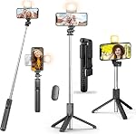 SOOPII K2 Selfie Stick with Tripod Stand, 3 in 1 Multifunctional design, Rechargable LED Light with Two Brighness Levels for Make up, Selfie, Vlogging & Photo Shoot, Selfie stick with Bluetooth Remote- Amazon