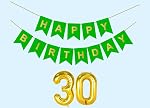 30th Happy Birthday Decoration Kit Green for 30 year Old Boys Girls Men Women with Number ThirtyParty Decorations Decor Celebration Items Item Set Combo Reusable Paper Banner- Amazon